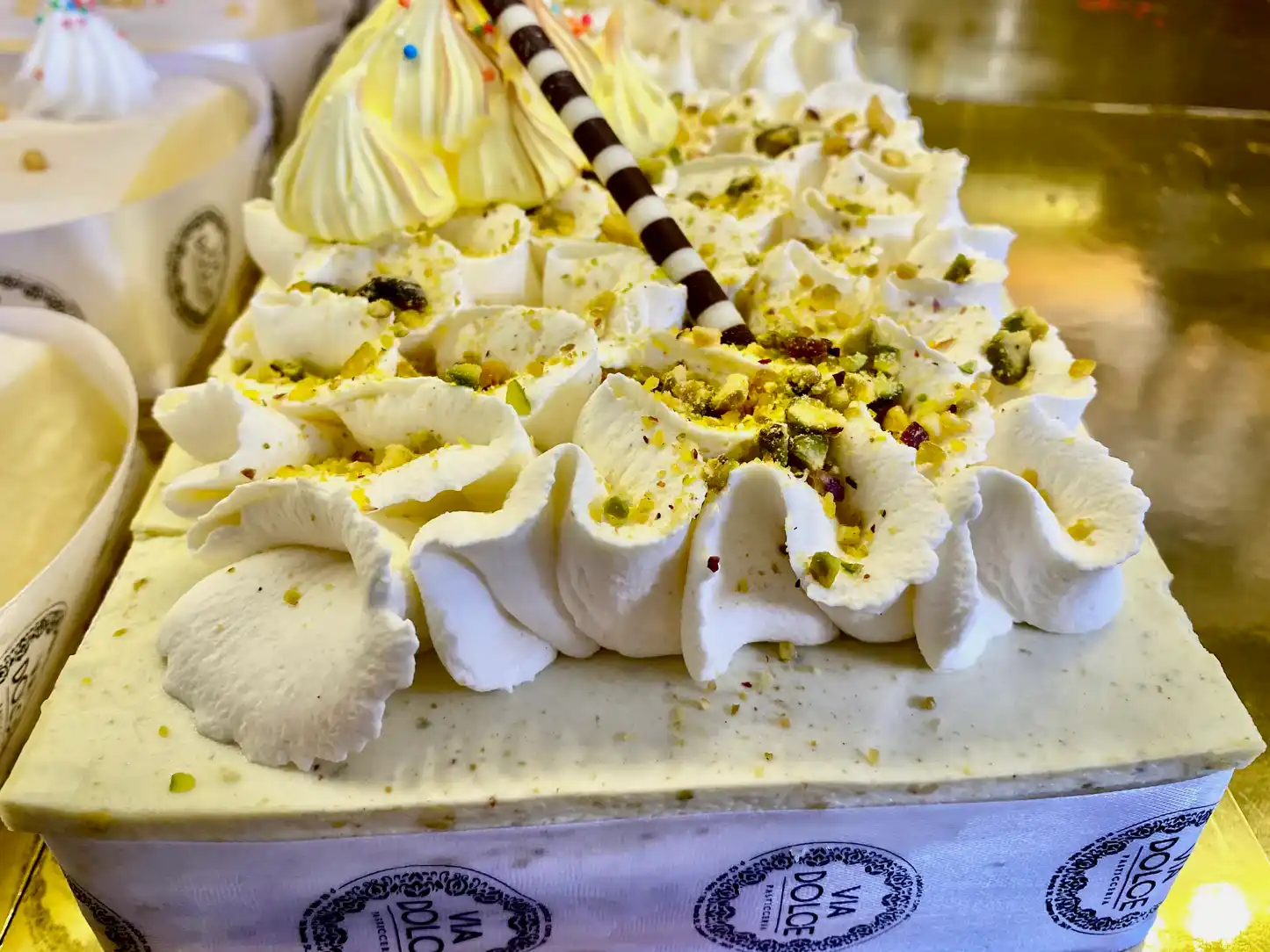 Pistachio Mango Mousse cake
