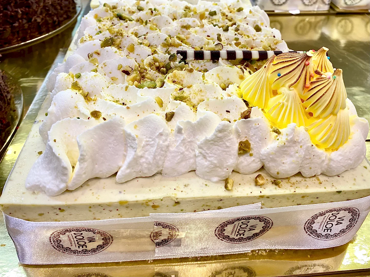 Pistachio Mango Mousse cake